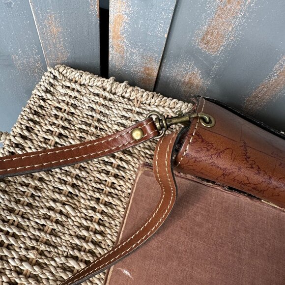 Patricia Nash Bianco Map Leather Wristlet Crossbody Riot Rust NWT - Picture 15 of 16